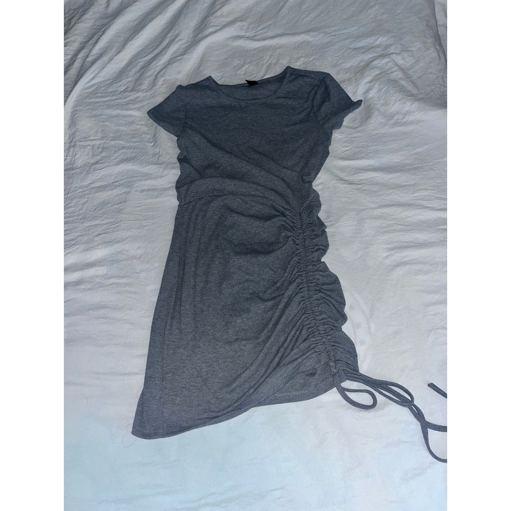 Shein Petite Gray Ruched Drawstring Bodycon‎ T-Shirt Dress